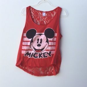 Mickey red lace tank top XXL